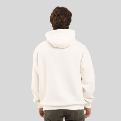 Beyaz Düz Basic Kapüşonlu Oversize Sweatshirt